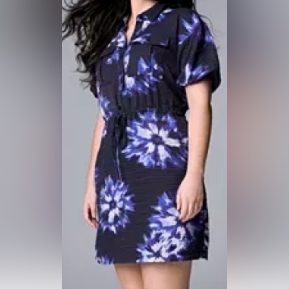 Simply Vera Verawang tie waist shirt dress